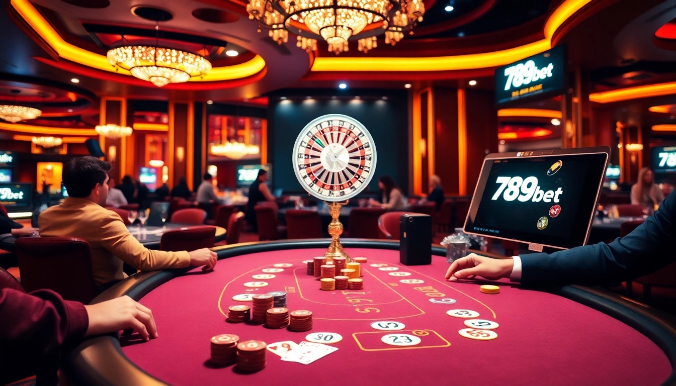 Experience thrilling gameplay at 789bet with vibrant casino scenes, poker, and roulette.