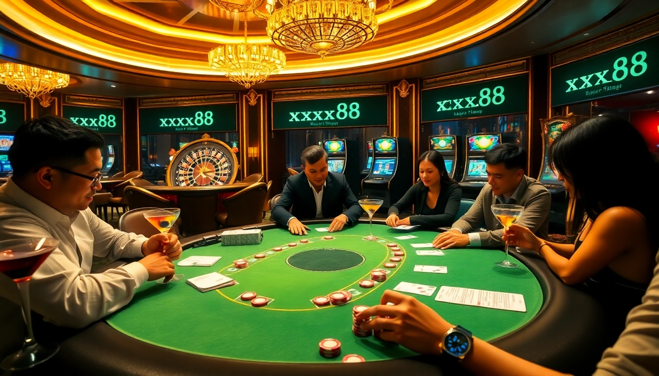 Experience the thrill of gaming at xxx88 casino with an engaging poker table scene.