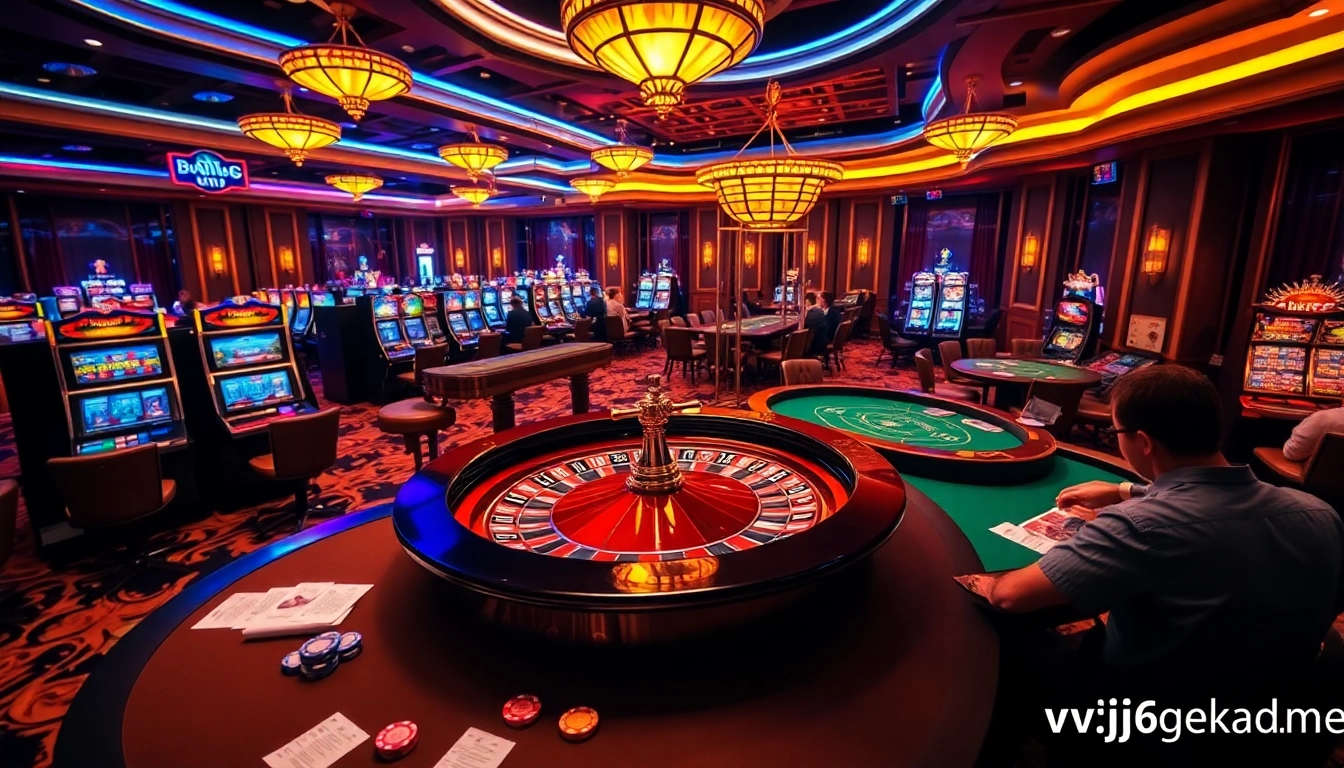 Experience the thrill of vvjl6 com in a vibrant casino setting with players and gaming action.
