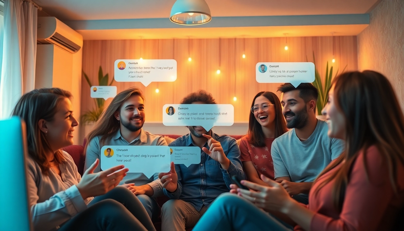Vibrant porn chat scene showcasing lively conversations in a cozy online environment.