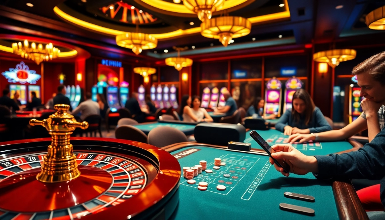 Engaged gamblers at casino tables embracing 소액결제 for seamless betting experiences.