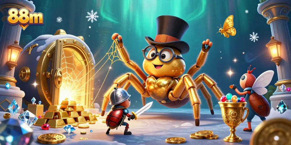 Engage in thrilling casino fun with the 88m jackpot and a dynamic scene of adventure, gold, and excitement.