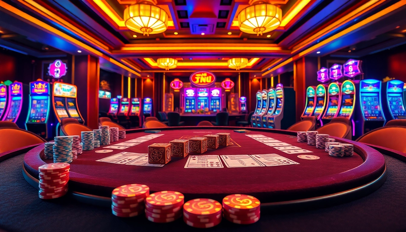 Go88 tài xỉu game setup with luxurious gaming table and colorful chips.