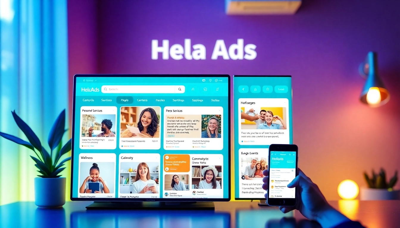 Hela Ads platform showcasing personal services and wellness ads for easy navigation.