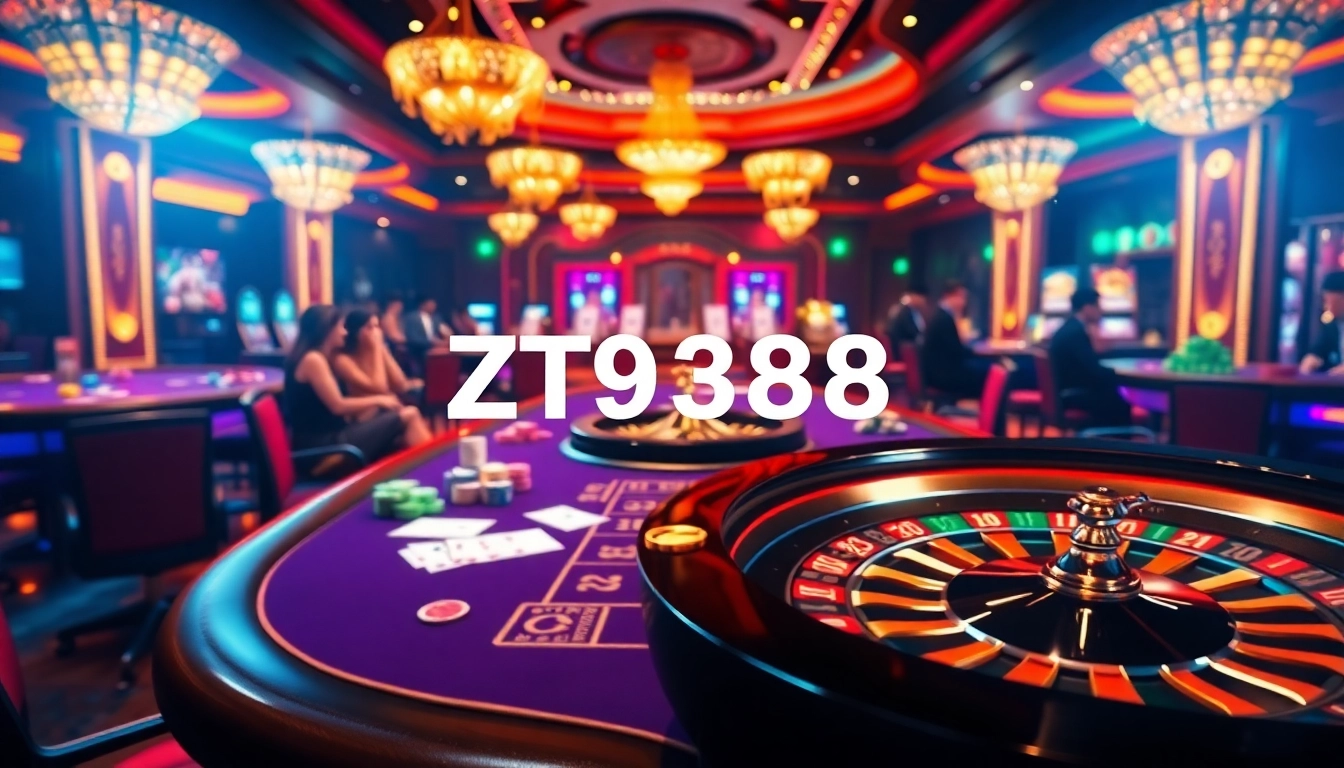 ZT9398 casino excitement with vibrant gaming tables and thrilling actions in play.