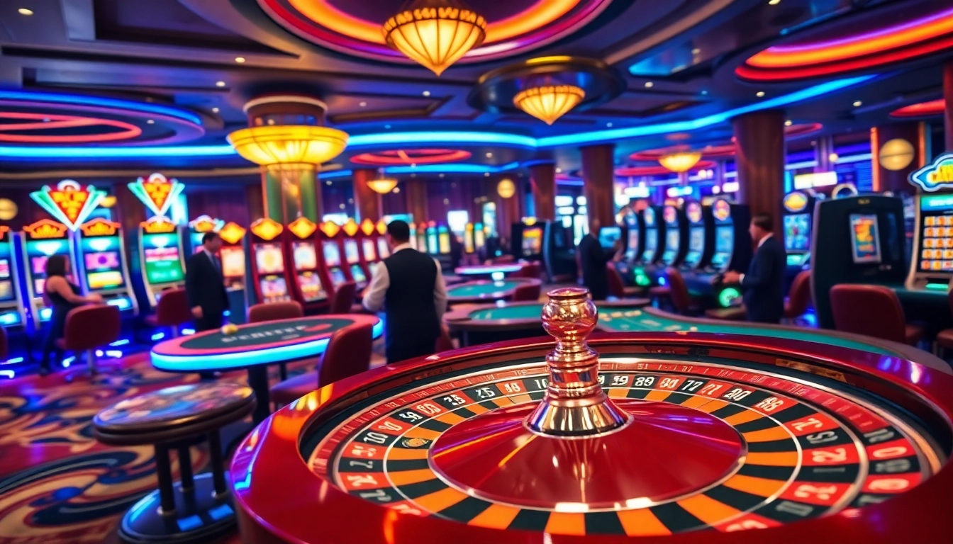 Embrace the excitement of cổng game 789club with gamblers placing bets at a vibrant casino.