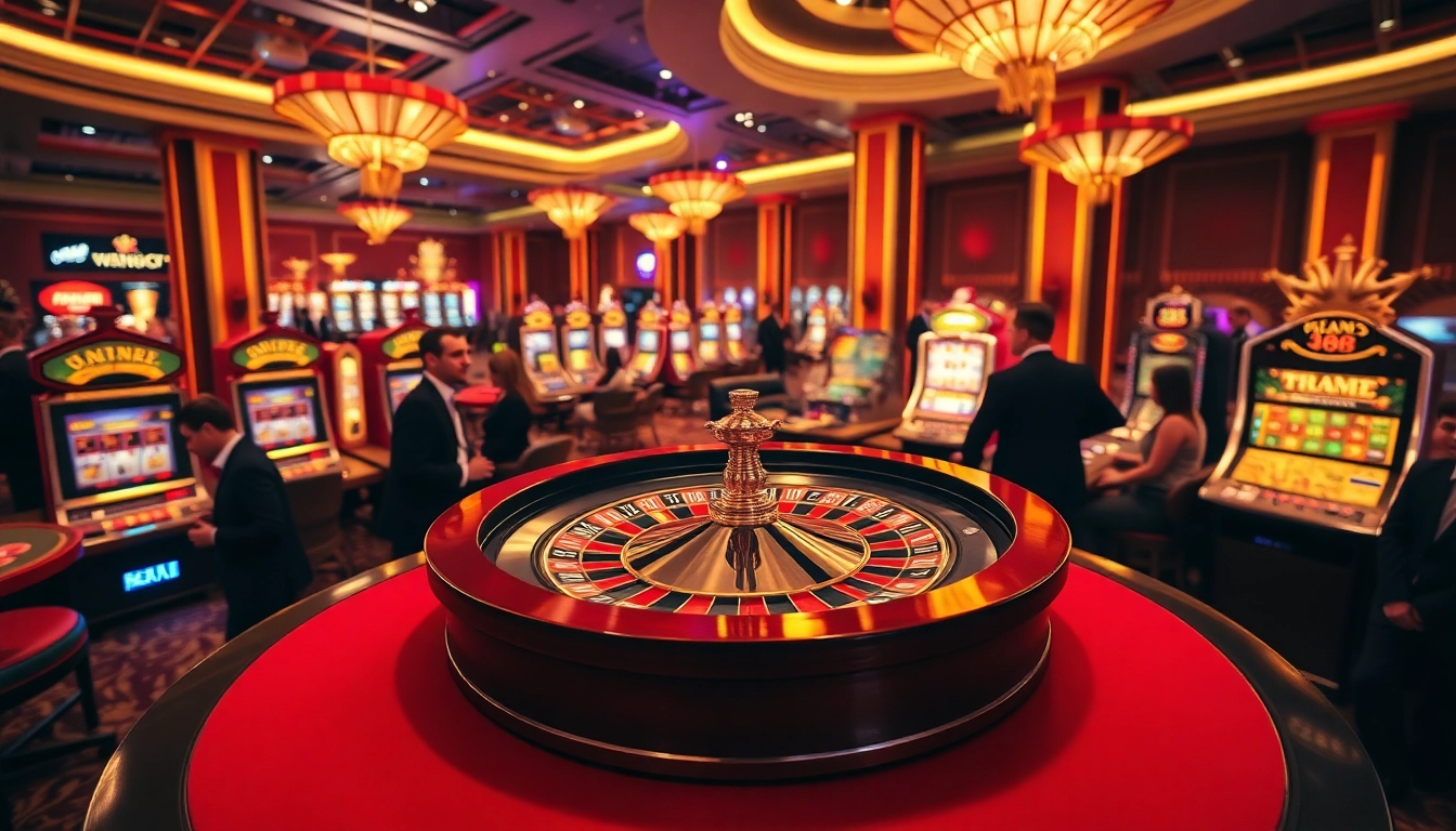 Engaging King 88 players at a luxurious casino table under vibrant lights.