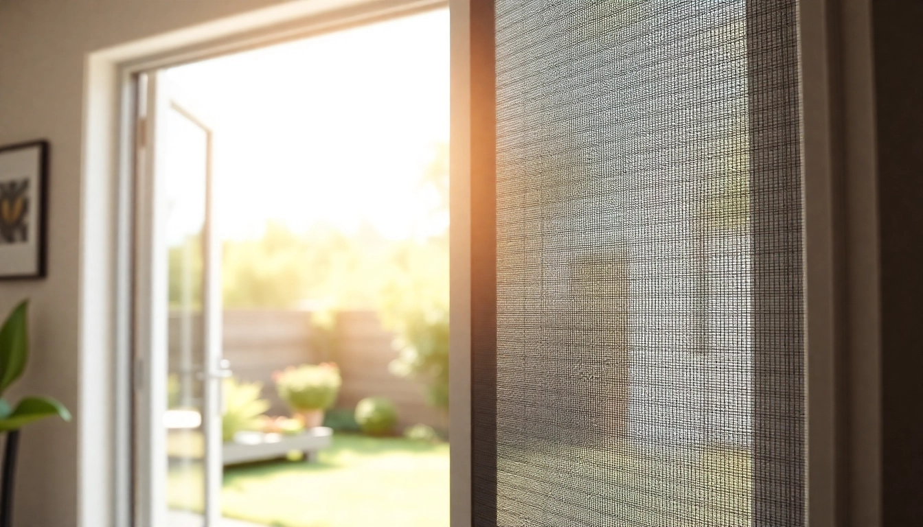 Close-up of a stylish fly screen door enhancing the entrance of a modern home with a smooth mesh design.