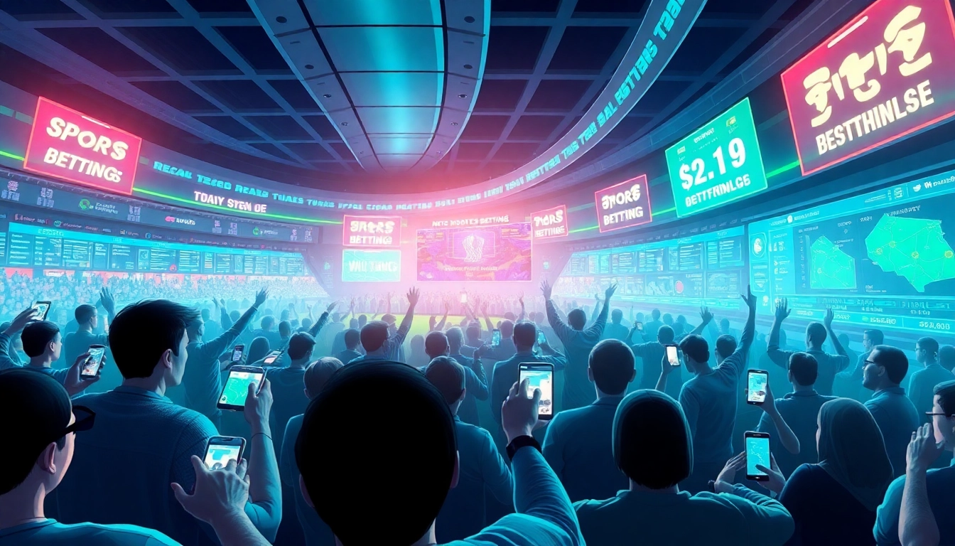 Experience New Technology in sports betting with interactive digital interfaces and enthusiastic fans.