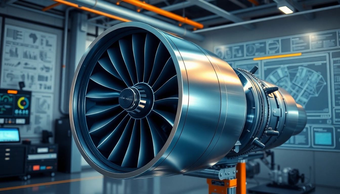 Close-up of the Kuznetsov NK 88 turbofan engine in a modern lab setting.