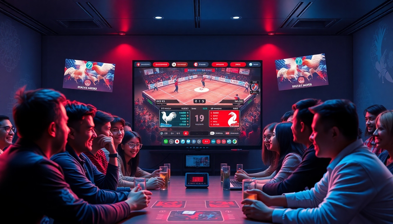DAGA online gaming experience with live cockfighting matches on dagawin.live, featuring players betting and interacting.