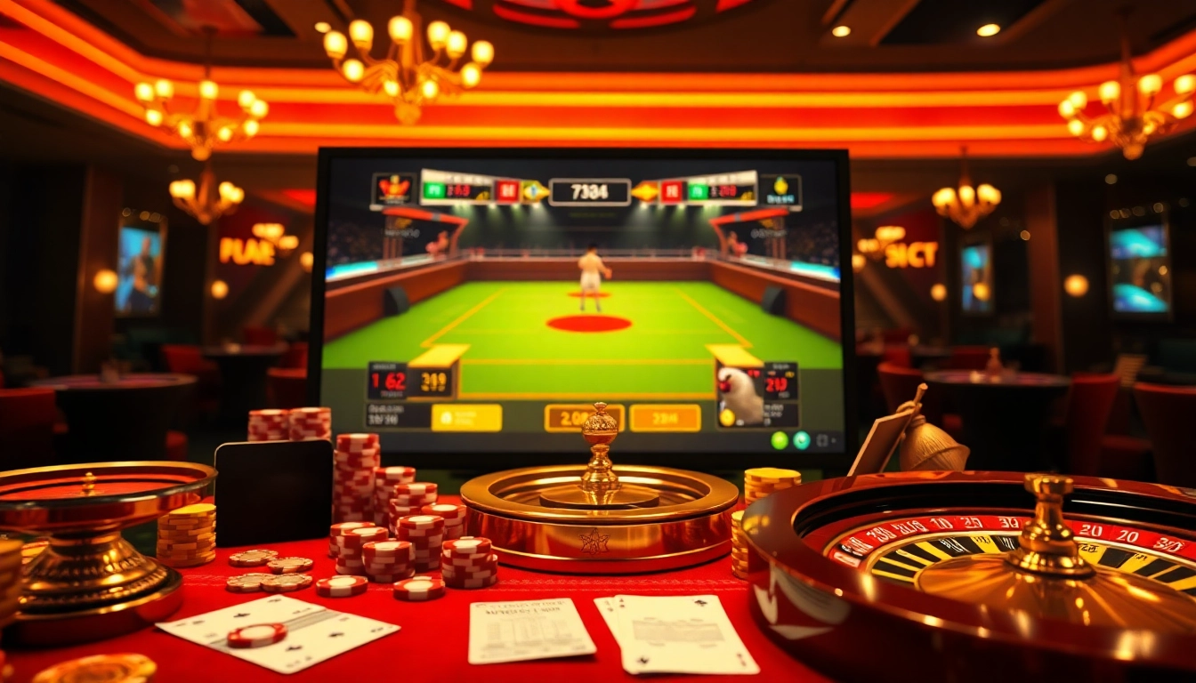 Exciting online betting on đá gà trực tiếp with luxurious casino elements and dynamic visual appeal.