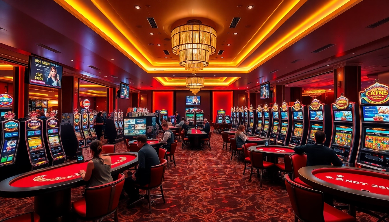 Experience the excitement of EV88win.live in a luxurious casino setting filled with vibrant games and players.