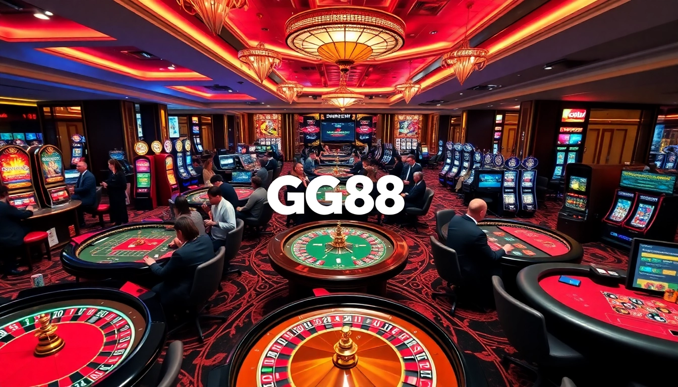 Experience high-stakes gaming at GG88 with vibrant casino tables and engaging players.