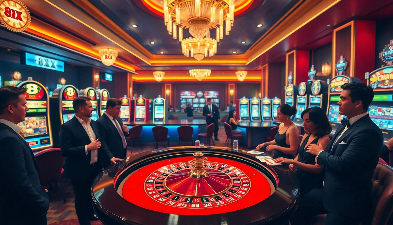 Experience thrilling gameplay at the 8XX roulette table in a luxurious casino setting.