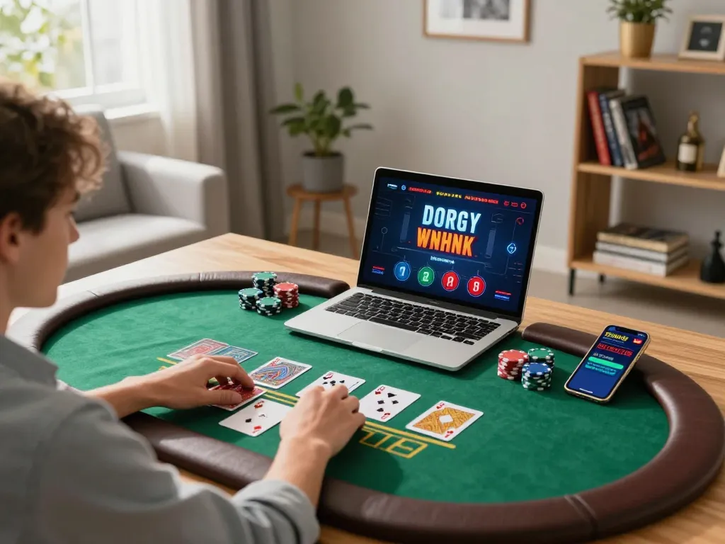 cloud-africa player engaging in blackjack strategy at home using laptop and smartphone