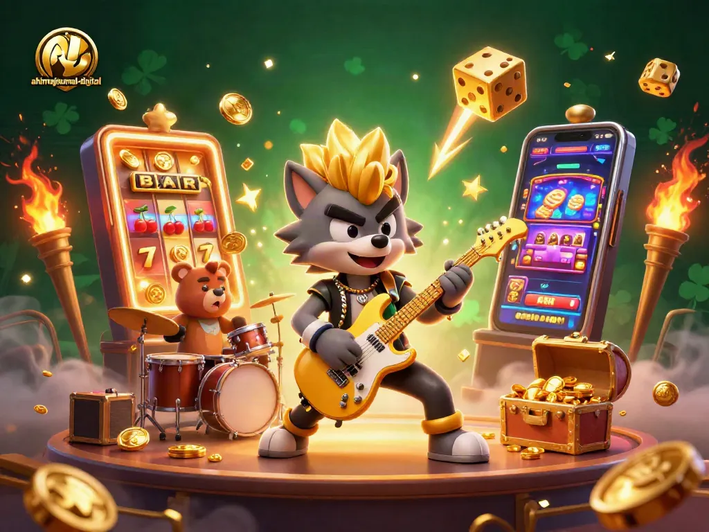 Experience excitement with ahimajournal-digital at a thrilling casino rock concert featuring vibrant game elements.