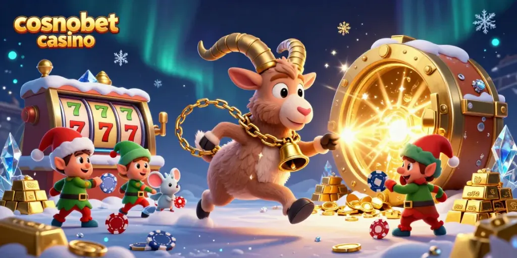 Spin wins at Cosmobet Casino with lively cartoon characters in a festive casino scene.