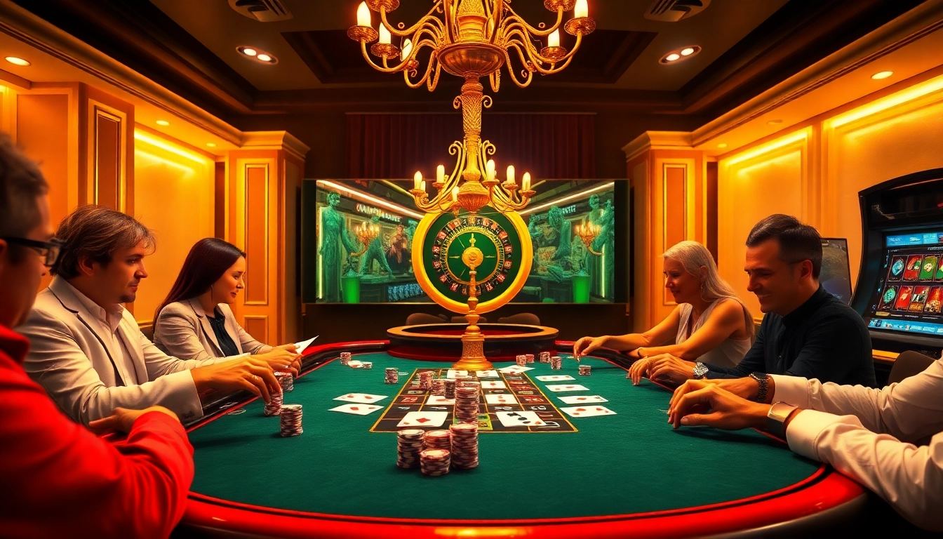 Players enjoy an exciting game at the ww88 casino table, surrounded by vibrant chips and cards.
