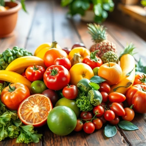 Delicious arrangement of Healthy Food showcasing vibrant fruits and vegetables.