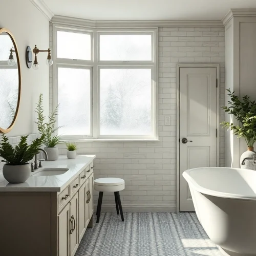 Transform your bathroom with a stunning remodel featuring a freestanding tub and elegant double vanity.