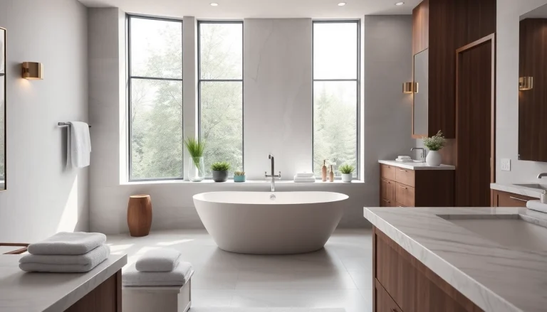 Experience the elegance of Bathroom Remodeling in a modern, serene space with stylish fixtures and natural lighting.