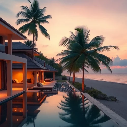 Relaxing space in a beachfront villa for effective Villa property management.