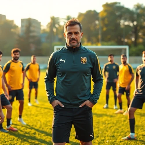 Nuno Espírito Santo interacting with players during a vibrant training session.