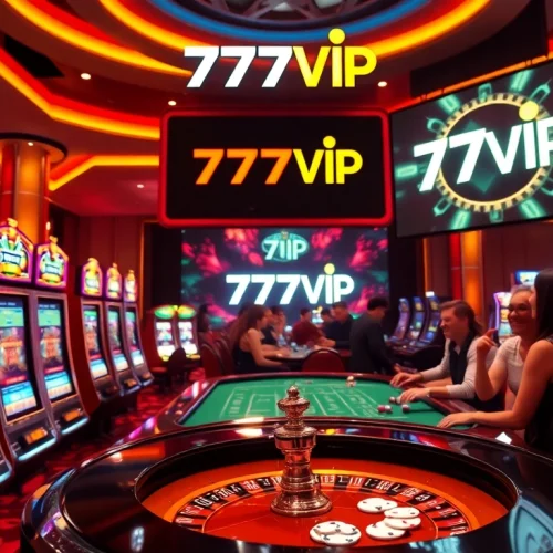 Feel the thrill of winning at 777VIP with vibrant slot machines and a luxurious casino atmosphere.