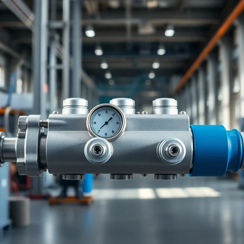 HM88 Series Three-Valve Direct Mount Manifold showcasing precision engineering in a professional industrial environment.