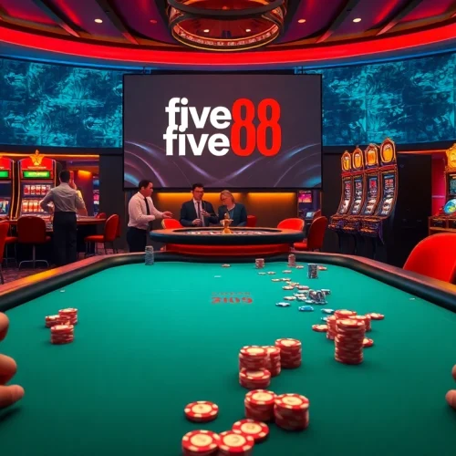 Experience the thrill of five88 at a luxurious casino table with vibrant action and excitement.
