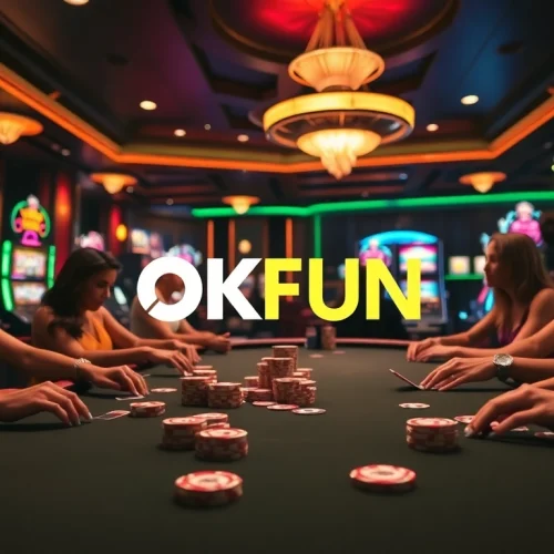 Experience the thrill of poker at OKFUN's modern casino with exciting gameplay and vibrant atmosphere.