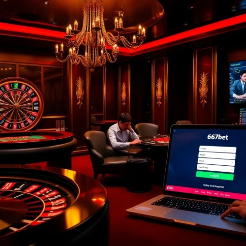 Experience the thrill of betting with 667bet Login in an elegant casino setting.