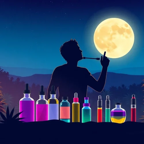 Enjoy cannabinoid products in a serene moonlit night, embodying moonbarguy lifestyle.