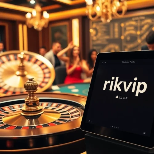 Experience the excitement of rikvip casino with players engaged at a roulette table.