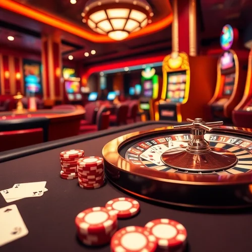 Engage and win with the sky88 app at this vibrant online casino table scene.