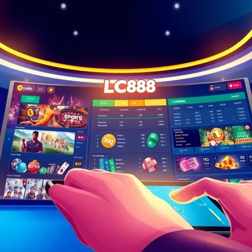 Interactive interface showing LC88 Link for online betting and casino games.