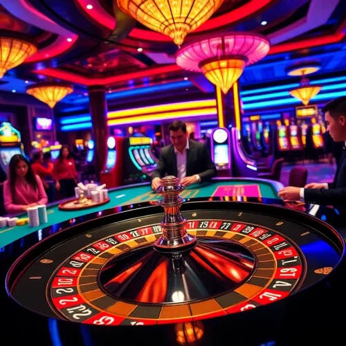 Experience the excitement of gambling at https://s88.works/ with a vibrant roulette table and engaged players.
