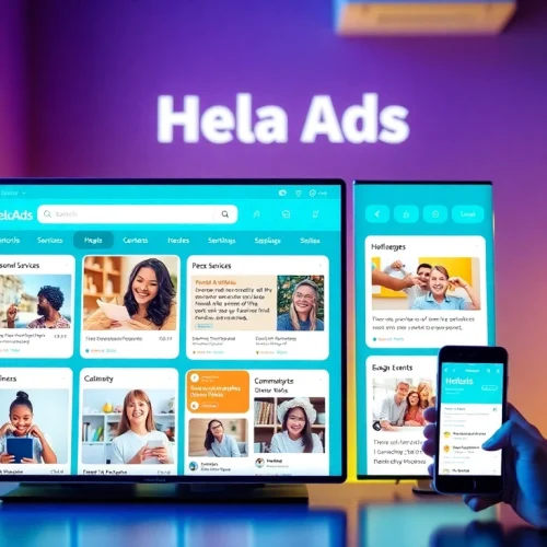 Hela Ads platform showcasing personal services and wellness ads for easy navigation.