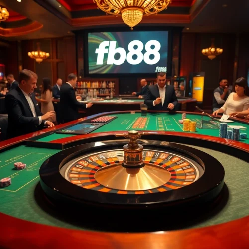 Players placing bets at the fb88 casino table, highlighting the thrilling gambling experience.