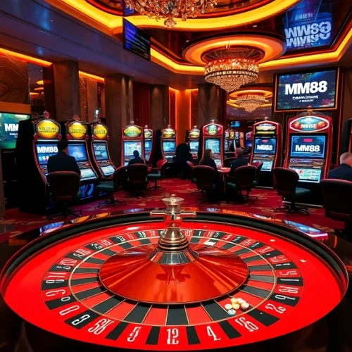 Experience the thrill of winning at MM88's luxurious casino with vibrant slot machines and roulette.
