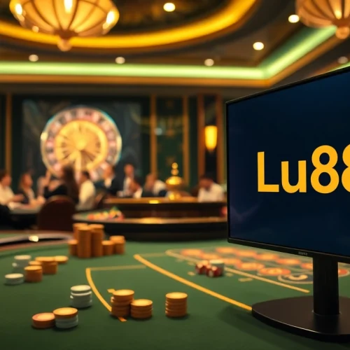 Players enjoying thrilling games at Lu88 casino, showcasing vibrant tables and slot machines.
