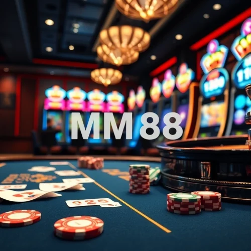 Betting at the MM88 casino table with vibrant cards and poker chips.