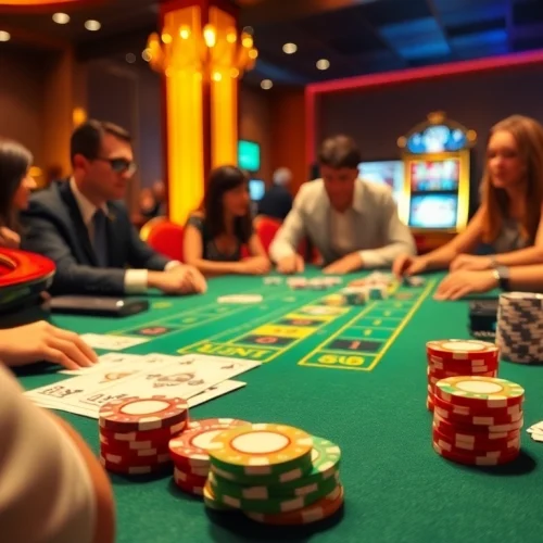 Experience thrilling gameplay at UU88 with poker chips and vibrant casino tables.