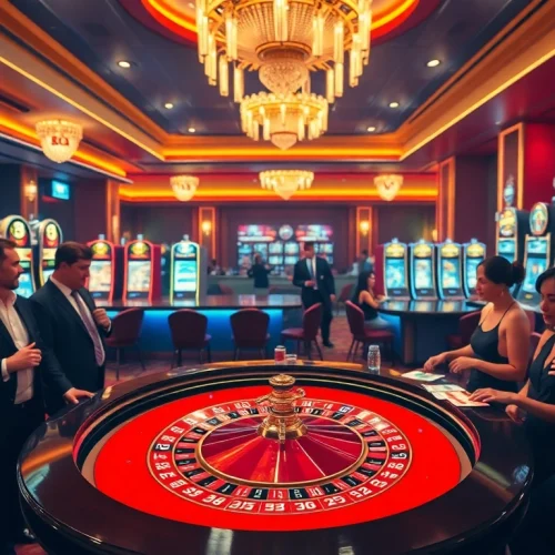 Experience thrilling gameplay at the 8XX roulette table in a luxurious casino setting.