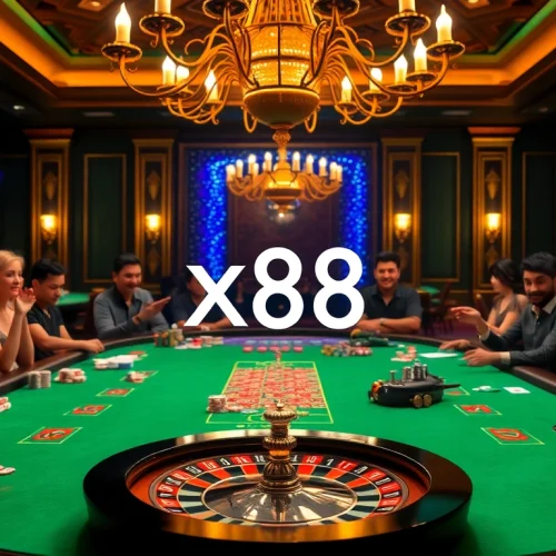 Experience the excitement of high-stakes gambling with the xx88 link in a vibrant casino scene.