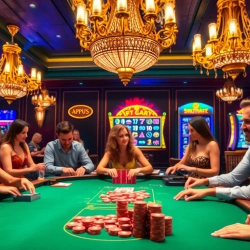 Experience thrilling gambling on ph33.info with players engaged at vibrant casino tables.