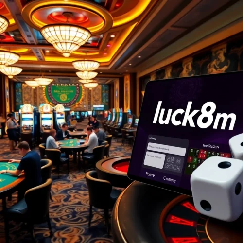 Experience the thrill of luck8 com đăng nhập with vibrant casino visuals featuring players enjoying games and high-stakes betting.