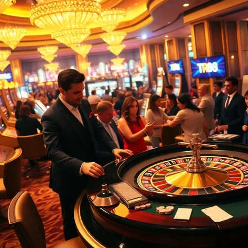 Experience the excitement of TR88 betting with vibrant casino tables and professional players.