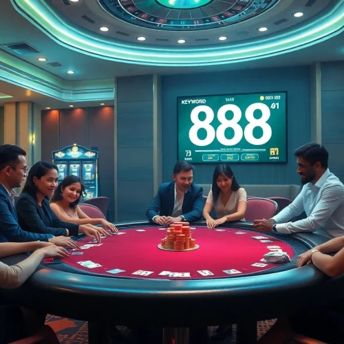 Play a strategic hand at the poker table in a casino showcasing the excitement of 88i gameplay.